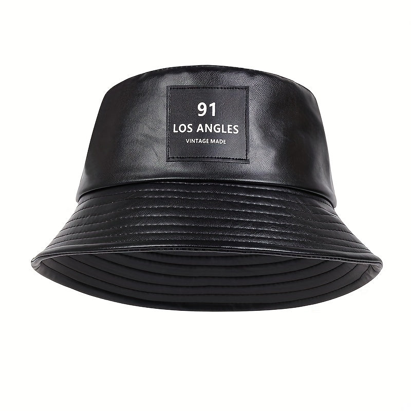 Men's LOS ANGLES PU Leather Bucket Hat