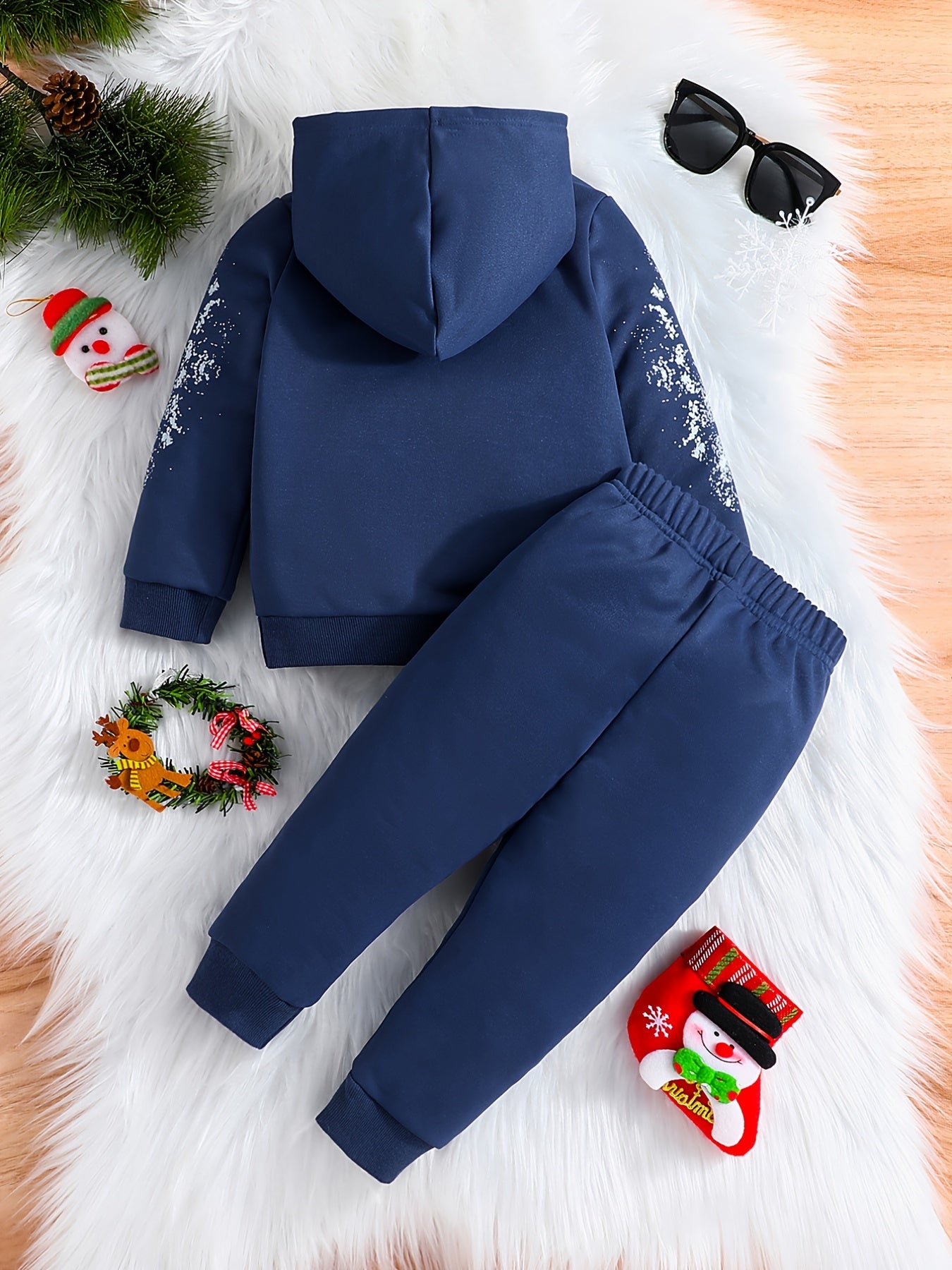 Happy Christmas Party Baby Boys Hooded Sweatshirt Set