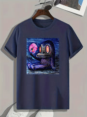 Cartoon Painting Print Men's Graphic T-shirt for Summer
