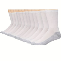 10 Pairs Men's Comfortable Mid Calf Socks For Daily Use