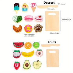 Colorful Wooden Food Cutting Toy Set for Kids