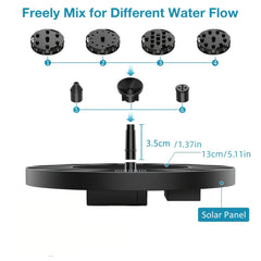 Solar Bird Bath Fountain Pump with 6 Nozzles