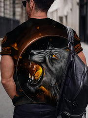 Lion 3D Print Men's Novelty Short Sleeve T-shirt Street Style Summer Clothing
