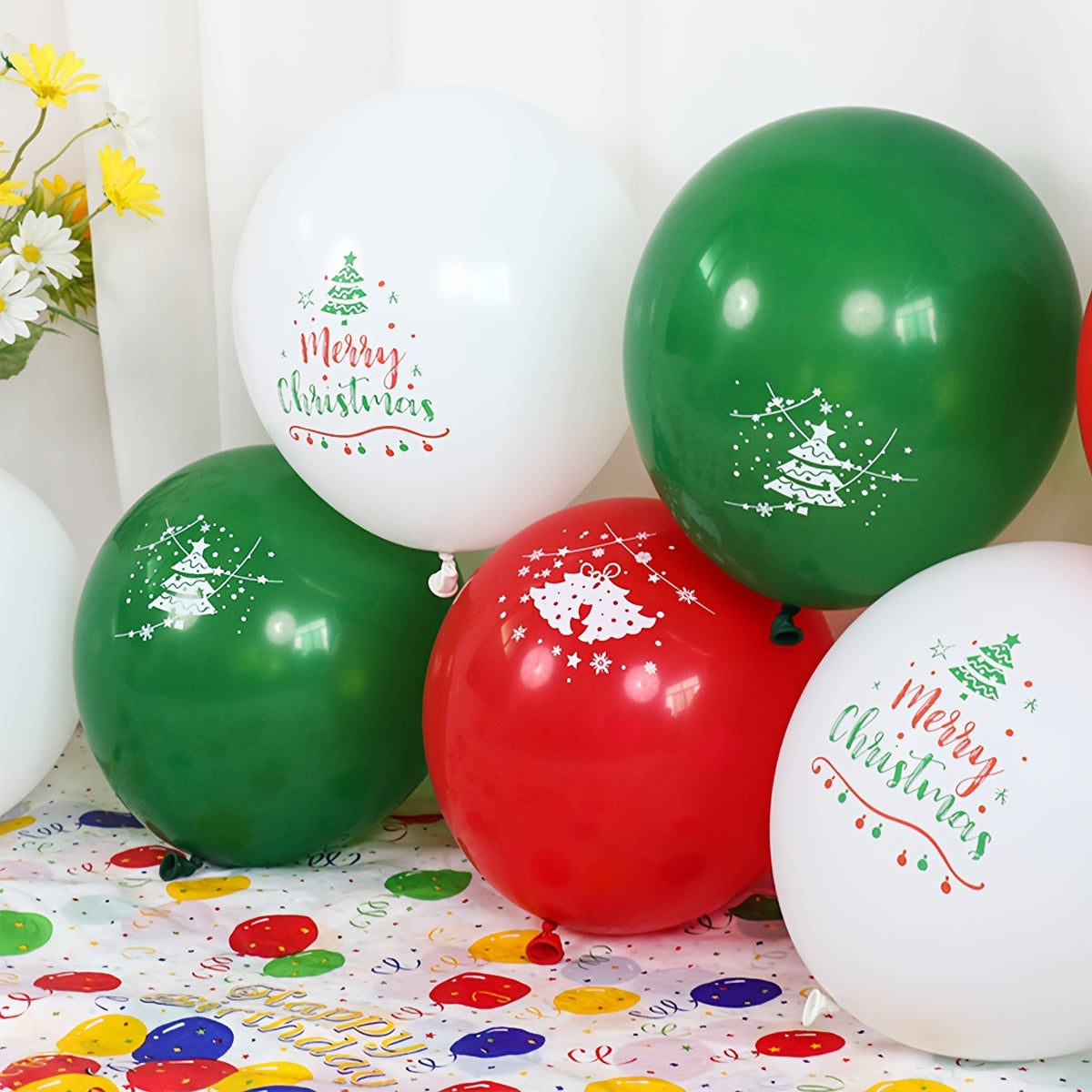 15pcs Christmas 12 inch Latex Balloons Red Bell Green Tree Merry Christmas