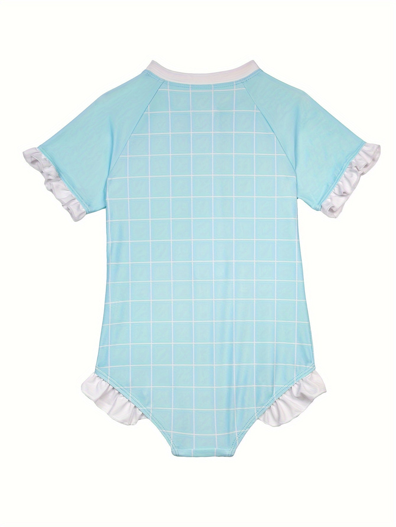 Toddler Girls Splicing Ruffle Trim Cartoon Print Swimwear