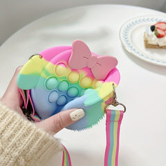 Colorful Rabbit Shape Crossbody Bag With Bow Diagonal Bag