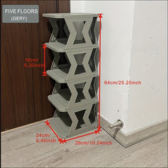 1pc High and Narrow Shoe Tower Rack for Small Space - Folding Shoe Storage