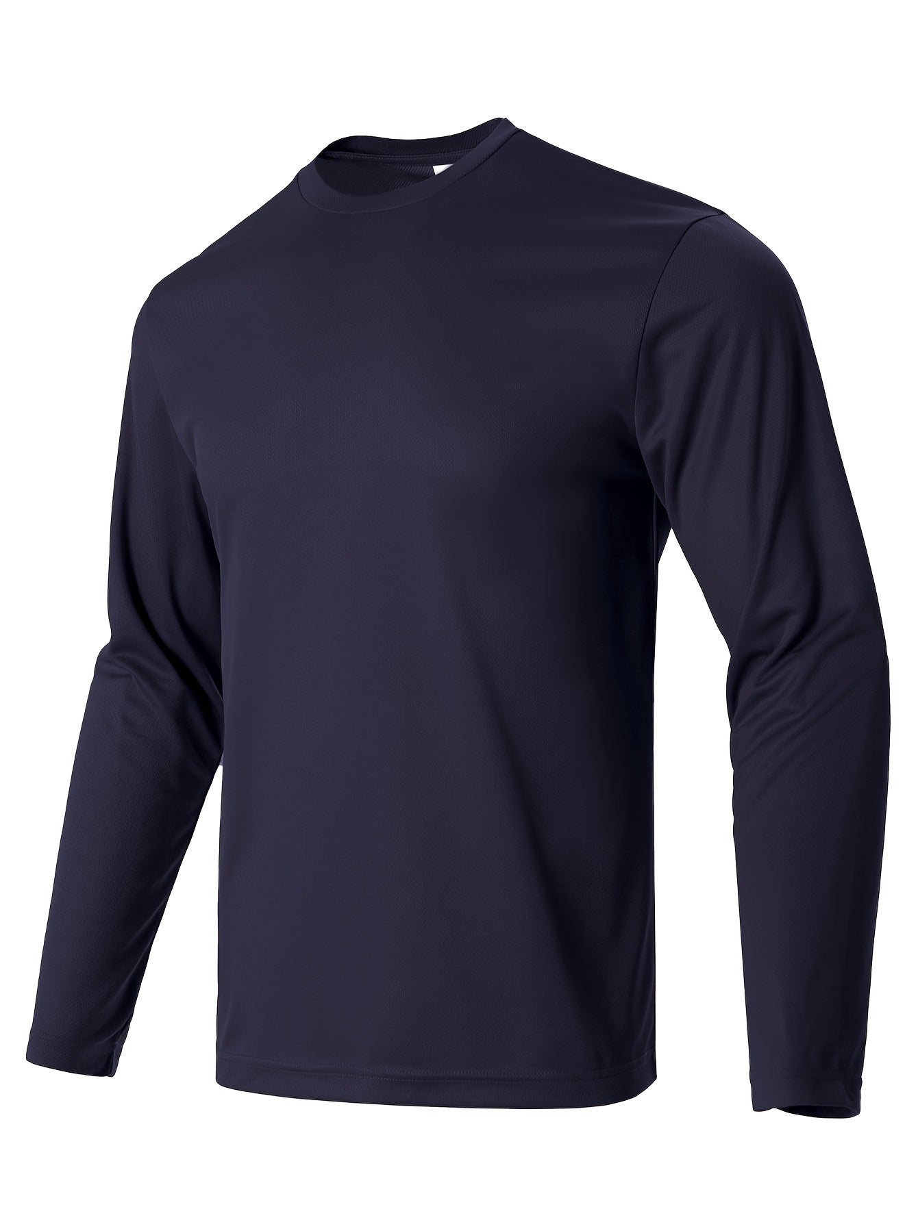 Men's Crew Collar Long Sleeve Stretch Tee for Fitness Activities