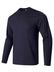 Men's Crew Collar Long Sleeve Stretch Tee for Fitness Activities