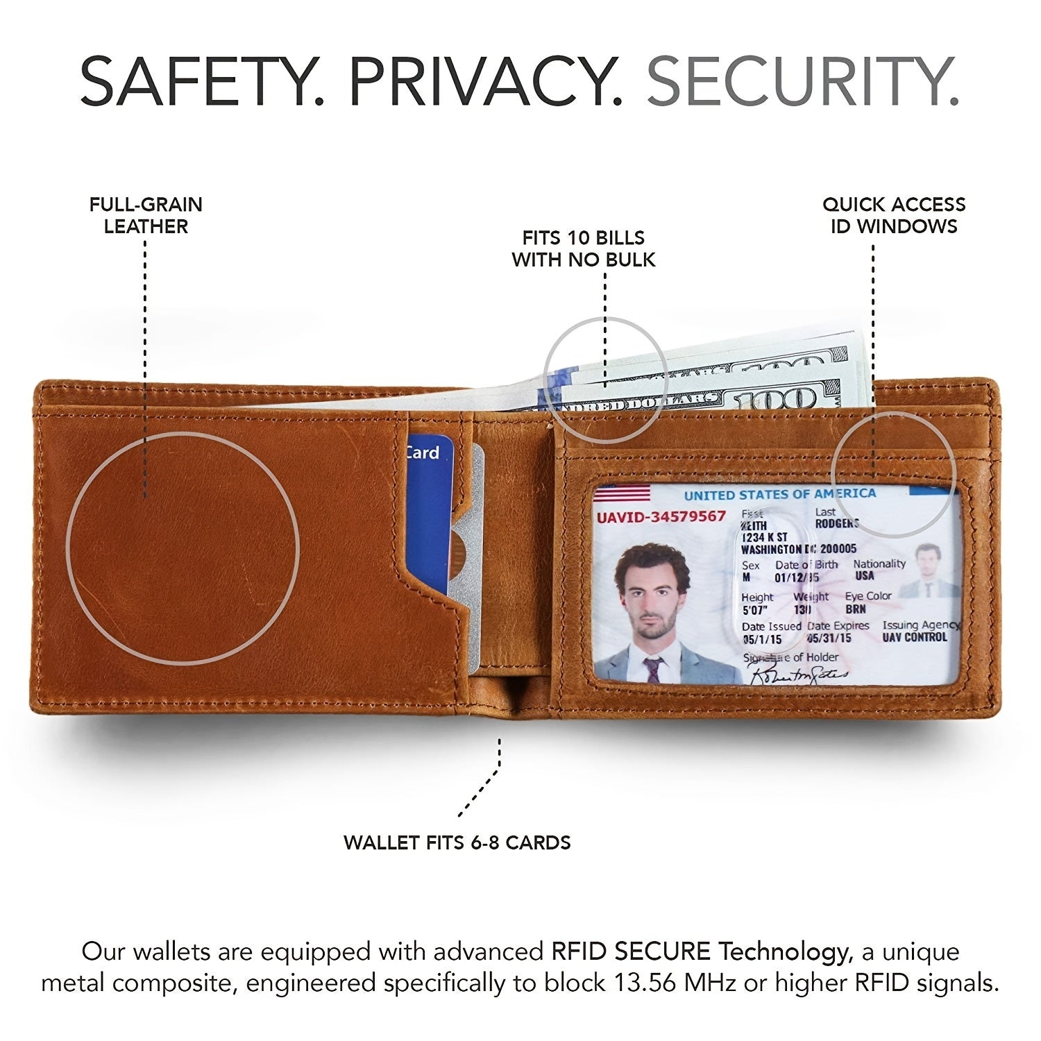 RFID Blocking Men's Credit Card Holder Leather Wallet For Men Money Clip