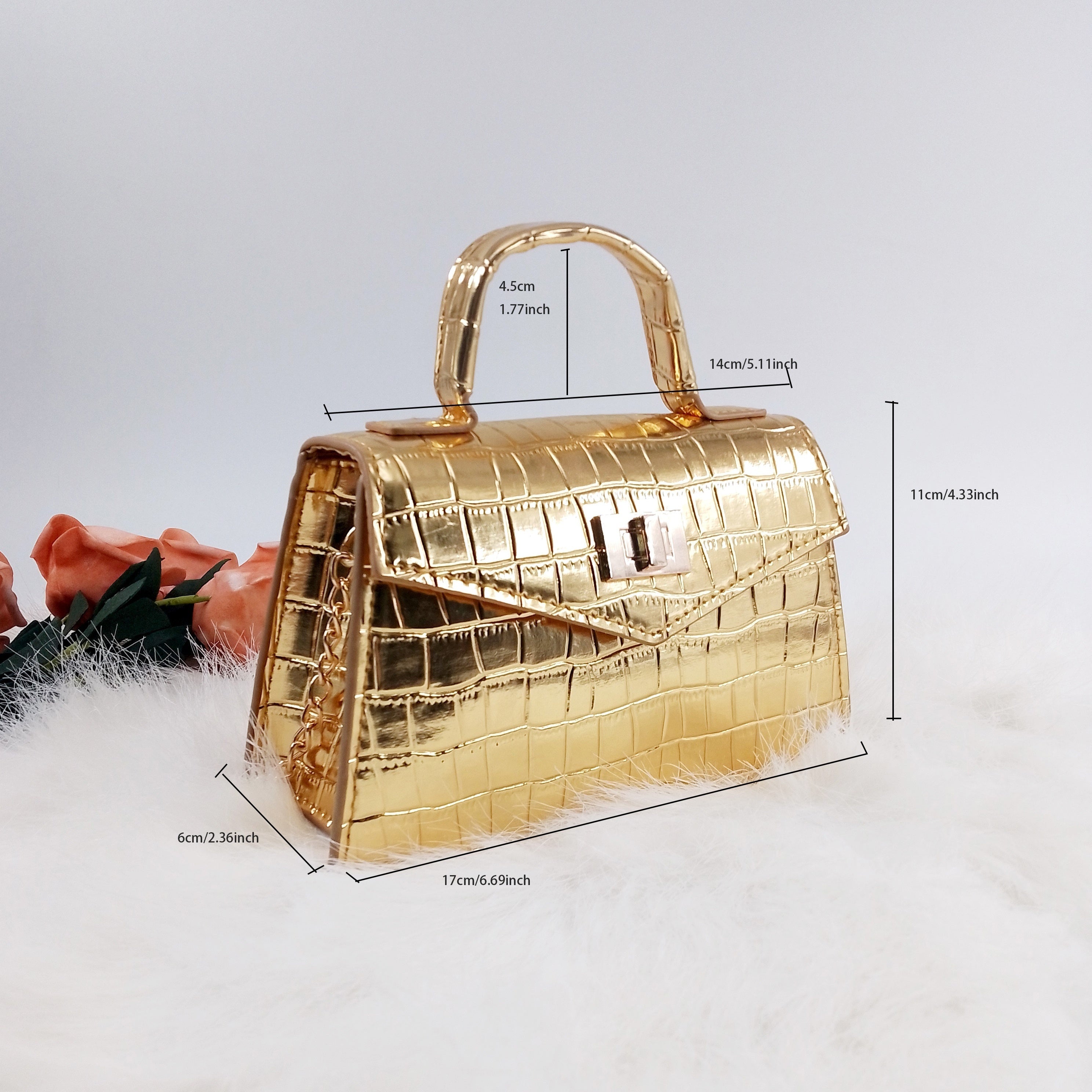 Casual Crocodile Pattern Small Handbag For Girls