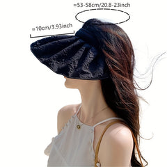 Embossed Visor Hat Wide Brim Shell Sun Hat UV Protection