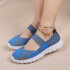 Women's Braided Flat Shoes Comfortable Elastic Slip On Walking Shoes