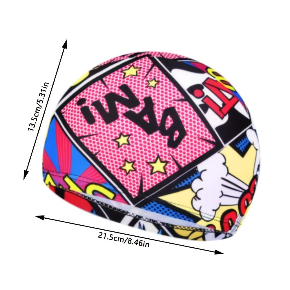 Printed Nylon Swimming Cap for Long Hair Men Women Pool