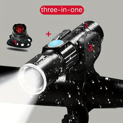 LED Bike Light Kit USB Rechargeable Front & Rear Zoomable Lights