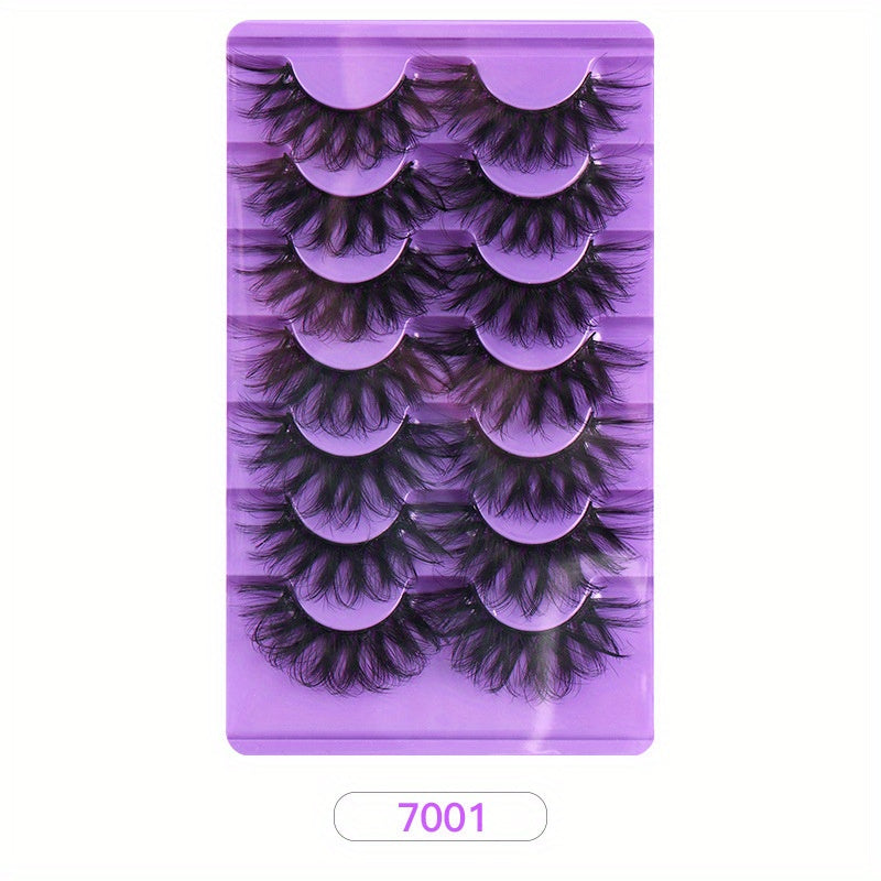 Faux Mink False Eyelashes Thick Curling Extension Makeup 7 Pairs