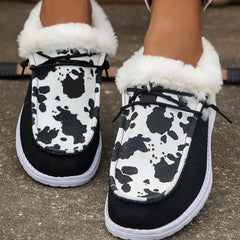 Dairy Cow Print Thickened Warm Sneakers Lightweight Non slip Shoes
