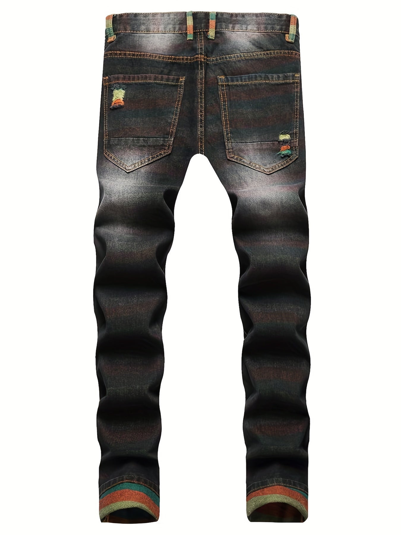 Men's Ripped Cotton Jeans Street Style Denim Pants
