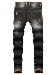 Men's Ripped Cotton Jeans Street Style Denim Pants