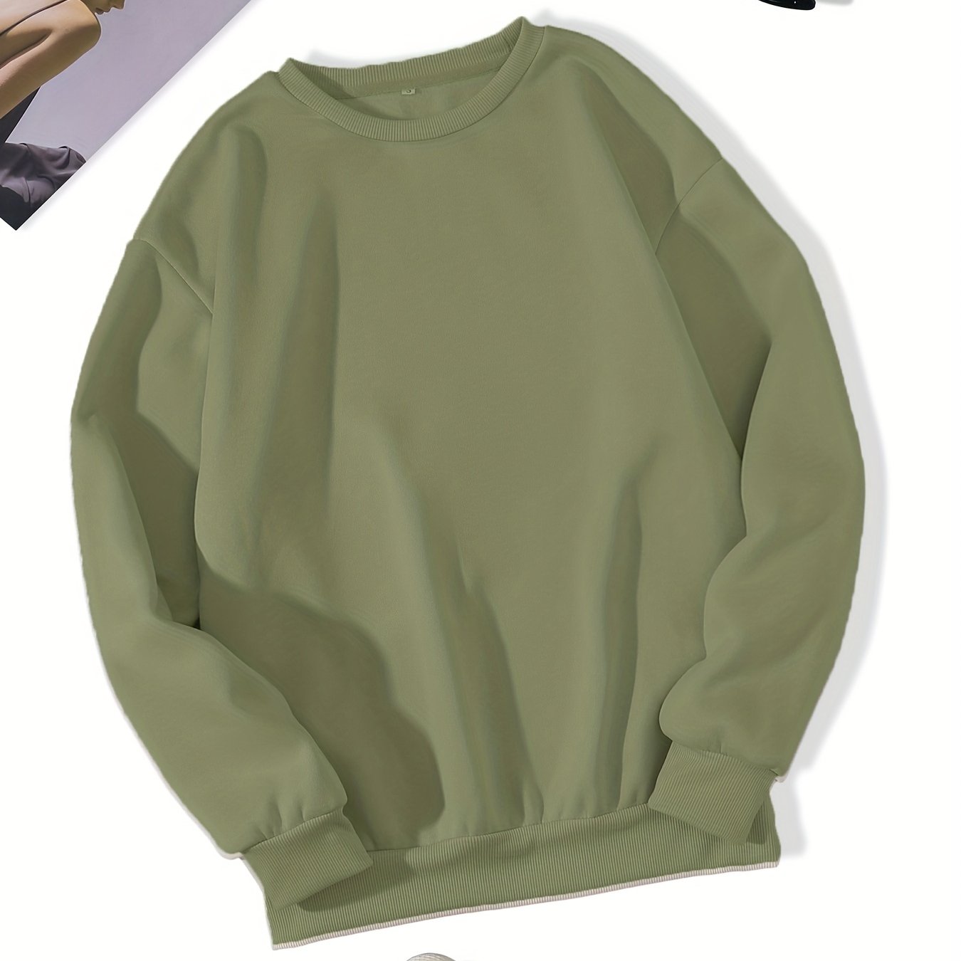 Women's Solid Crew Neck Sweatshirt for Fall & Winter