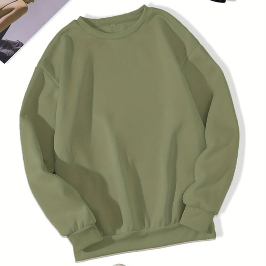 Women's Solid Crew Neck Sweatshirt for Fall & Winter