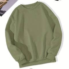Women's Solid Crew Neck Sweatshirt for Fall & Winter