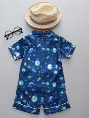 Boys Rocket & Planet Pajamas Set Short Sleeves Tops & Bottoms