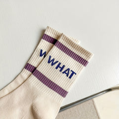 5 Pairs Letter Print Striped Socks Mid Tube Socks Women's Stockings