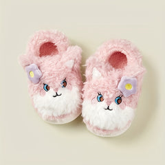 Girls Cartoon Furry House Shoes, Non-Slip Soft Bottom, Indoor Autumn/Winter 5066