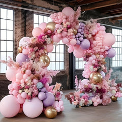 180pcs Light Pink Purple Balloon Arch Kit w/ Butterfly Stickers