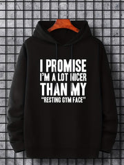 Men's Letter Print Hoodie Casual Sweatshirt for Outdoor Activities