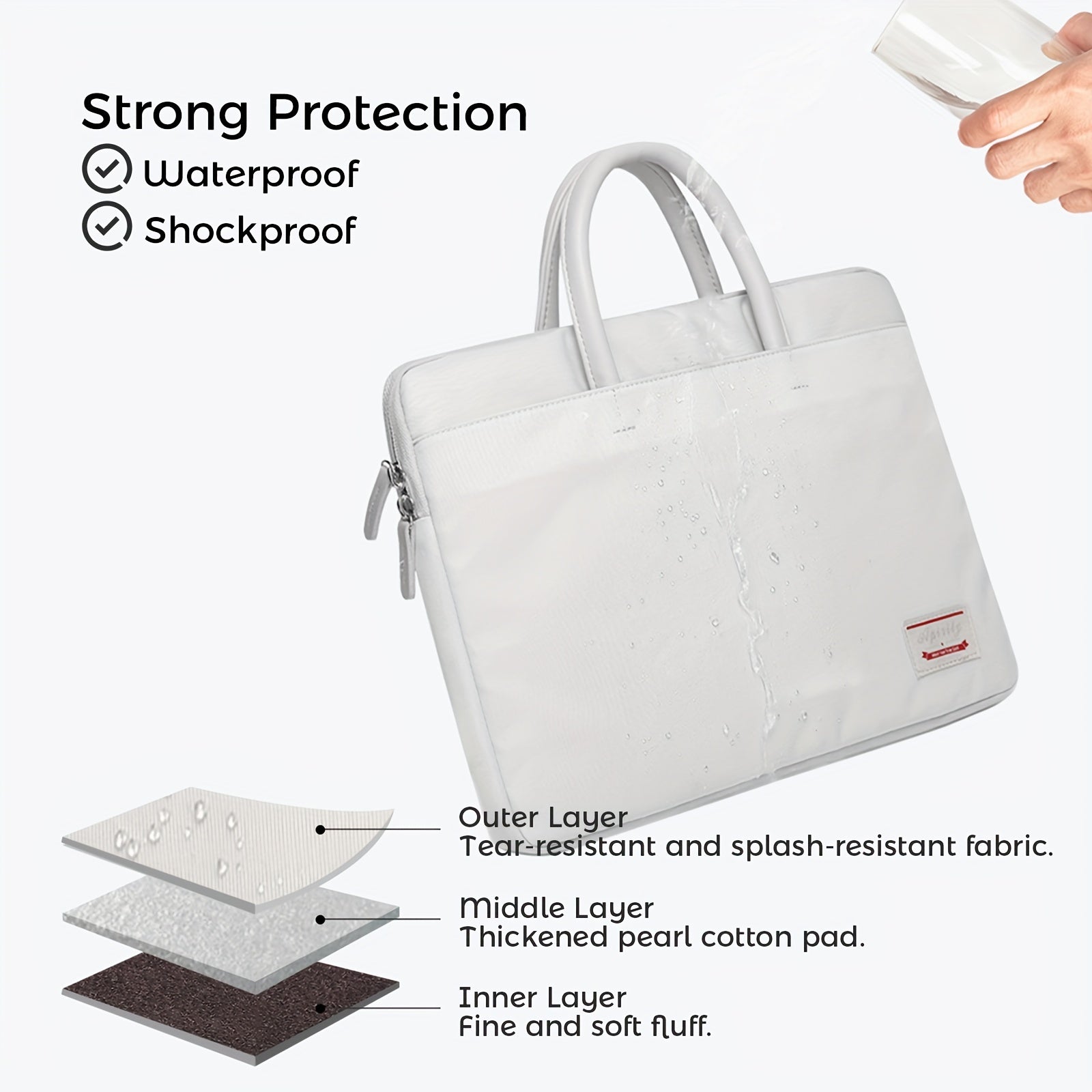 15.6 inch Laptop Bag Waterproof & Shockproof Faux Leather