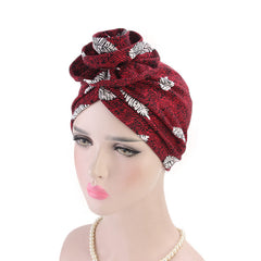Boho Print Swirl Knotted Turban Cap Hair Bonnet Women's Hat