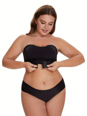 Plus Size Front Closure Padded Bandeau Bra With Translucent Straps