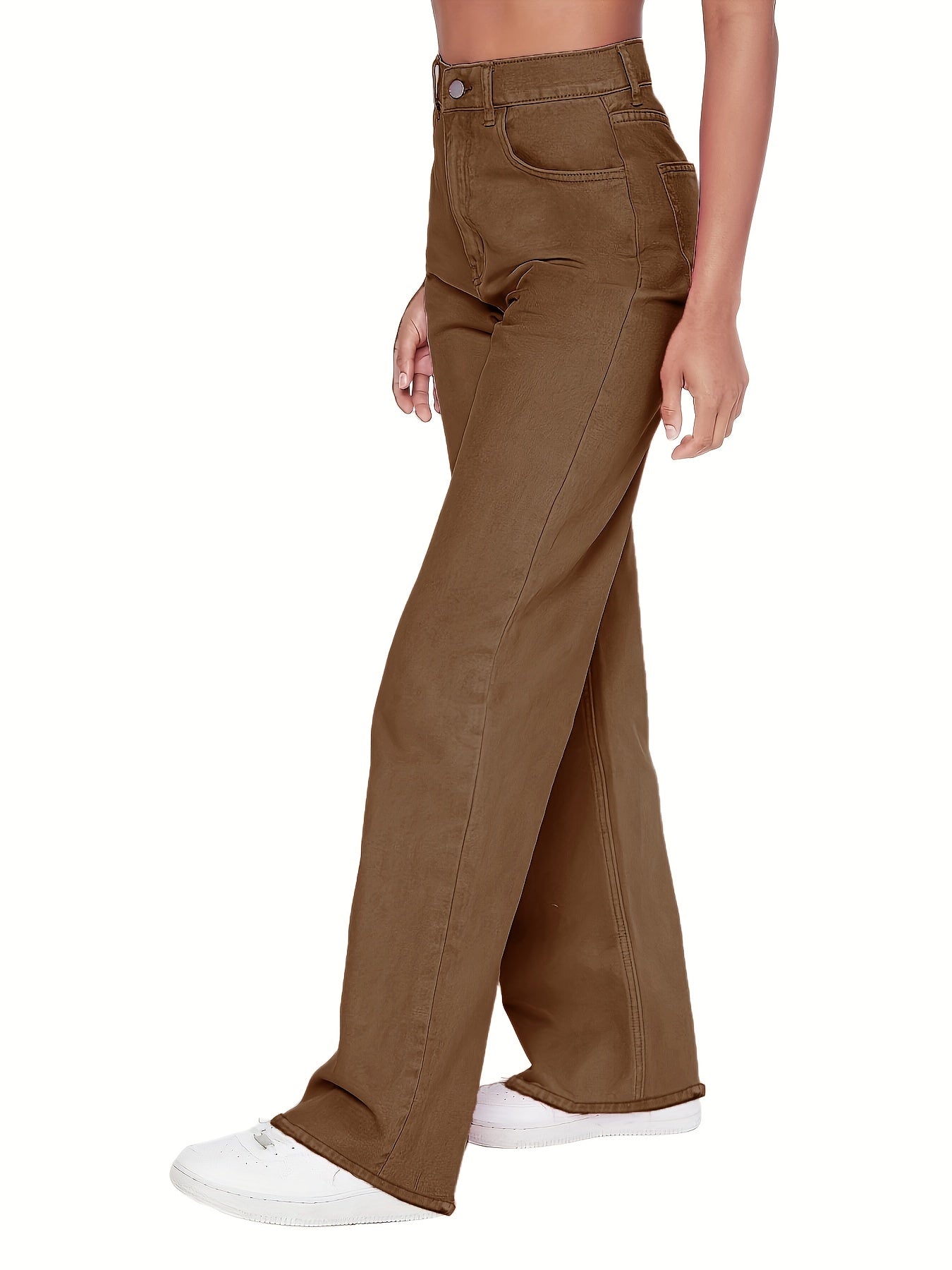 Pink High Waist Straight Jeans Loose Fit High Rise Non Stretch Denim Pants