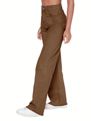 Pink High Waist Straight Jeans Loose Fit High Rise Non Stretch Denim Pants