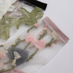 3 Pairs Floral Mesh Socks Ultra Thin Women's Stockings