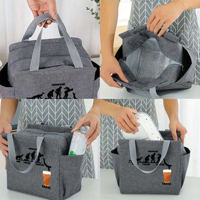 Cheering Friday Beer Insulated Lunch Bag Canvas Cooler Tote for Office School