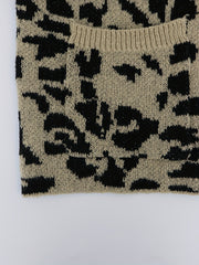 Leopard Print Open Front Cardigan with Pockets