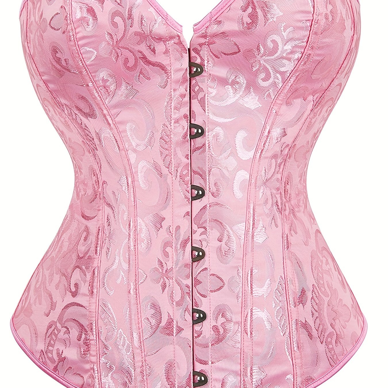 Floral Jacquard Lace Up Back Underbust Corset