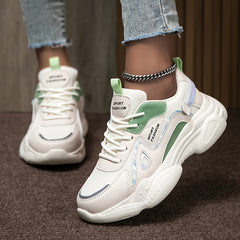 Women's Chunky Sneakers Block Faux Leather Non Slip Running Shoes