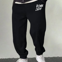 Men's Love & Light Print Sweatpants Casual Stretchable Drawstring Loose Pants