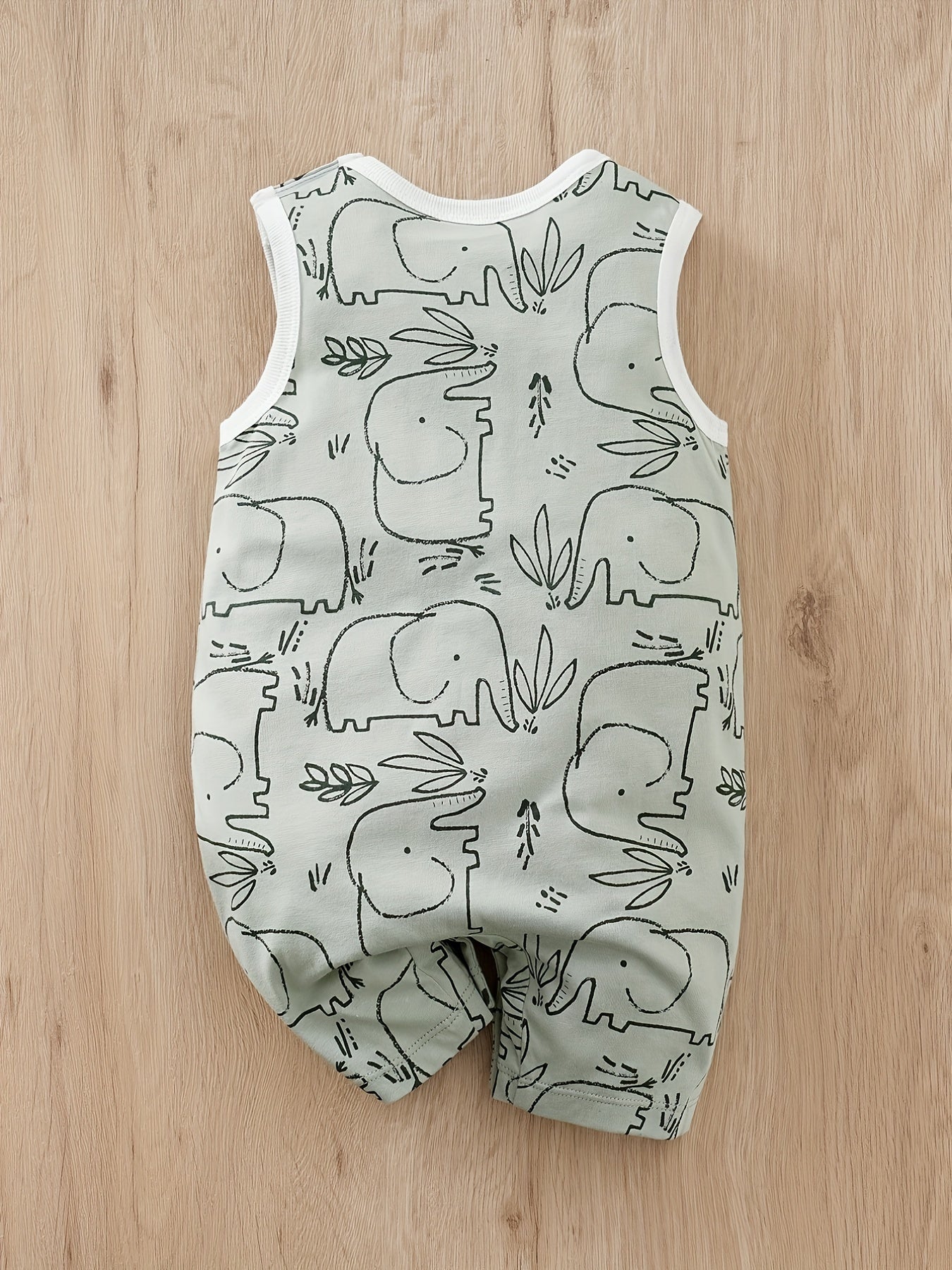 Baby Boys Cartoon Print Sleeveless Romper, Comfortable Breathable