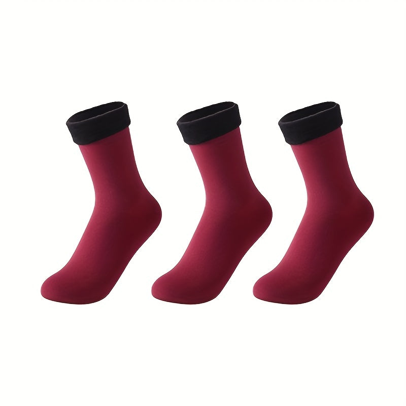 3 Pairs Fuzzy Socks Cozy & Warm Mid Tube Socks Women's Stockings