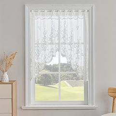 Jacquard Sheer Curtain Floral Pattern Kitchen Valance Short Curtain