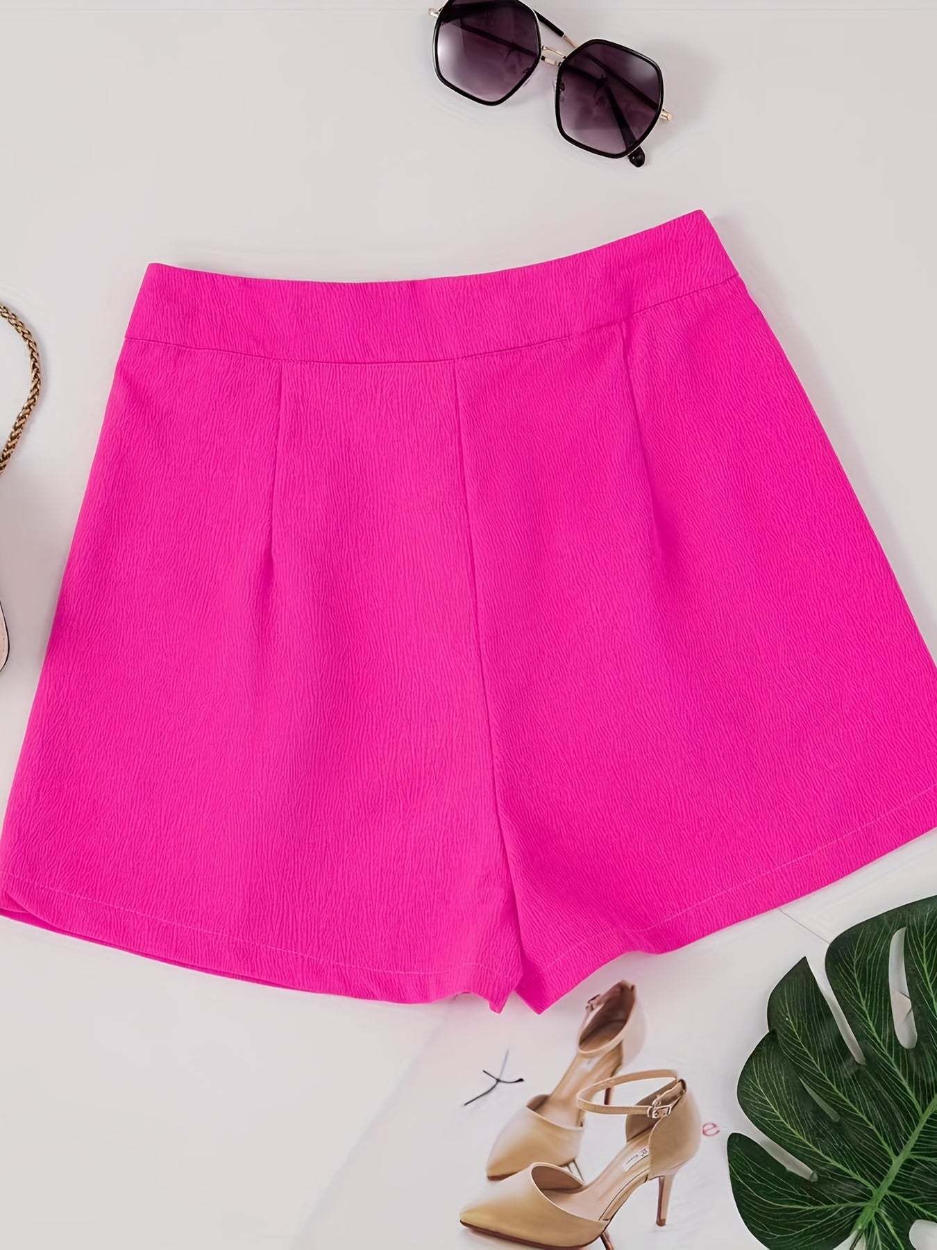 High Waist Ruched Shorts with Pockets