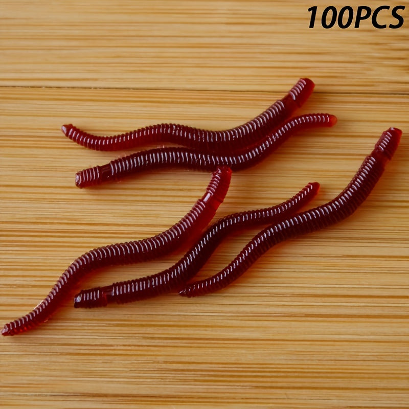 100pcs Bionic Soft Earthworm Baits for Fishing