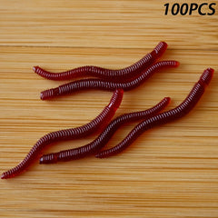 100pcs Bionic Soft Earthworm Baits for Fishing