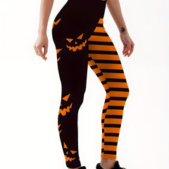 Halloween Pumpkin Print Yoga Leggings High Waist Fitness Pants