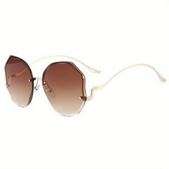 Large Rimless Sunglasses Round Gradient UV400 Sun Shades